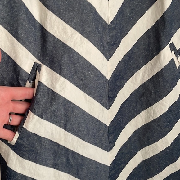 Anthropologie Postmark Chevron Endpoint Dress Halter Jumper Linen Cotton Size 6 - Picture 5 of 15